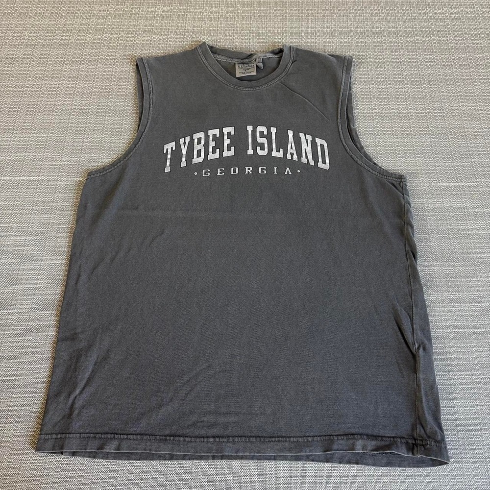 U.S. Vintage Tybee Island Georgia grey Tank Top